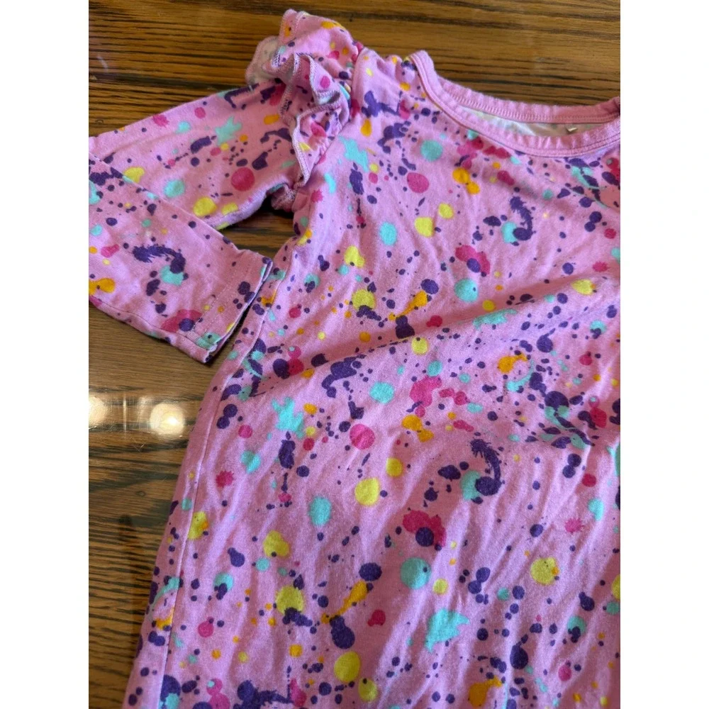 Little Sleepies Play Set Kids 12-18M Pink Splatter Ruffle Top Leggings